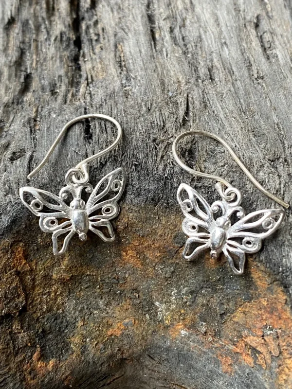 Solid Silver Butterfly Earrings