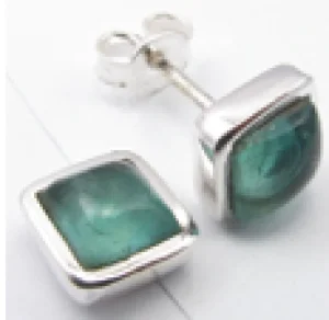 Solid Silver Cabochon Apatite Stud Earrings