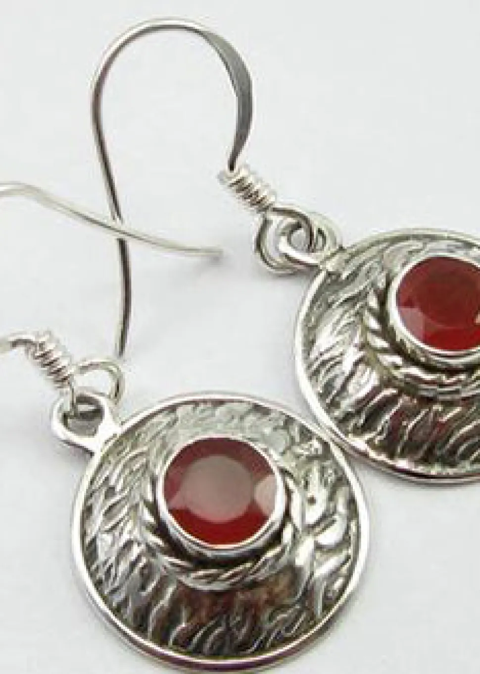 solid_silver_carnelian_ba_0.webp Solid Silver Carnelian Basket Weave Disc Drop Earrings