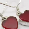 Solid Silver Carnelian Heart Drop Earrings