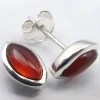 Solid Silver Carnelian Marquis Stud Earrings