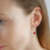 Solid Silver Carnelian Round Drop Earrings