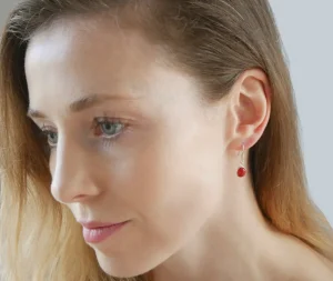 Solid Silver Carnelian Round Drop Earrings