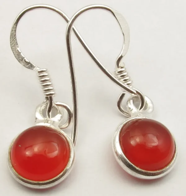 Solid Silver Carnelian Round Drop Earrings