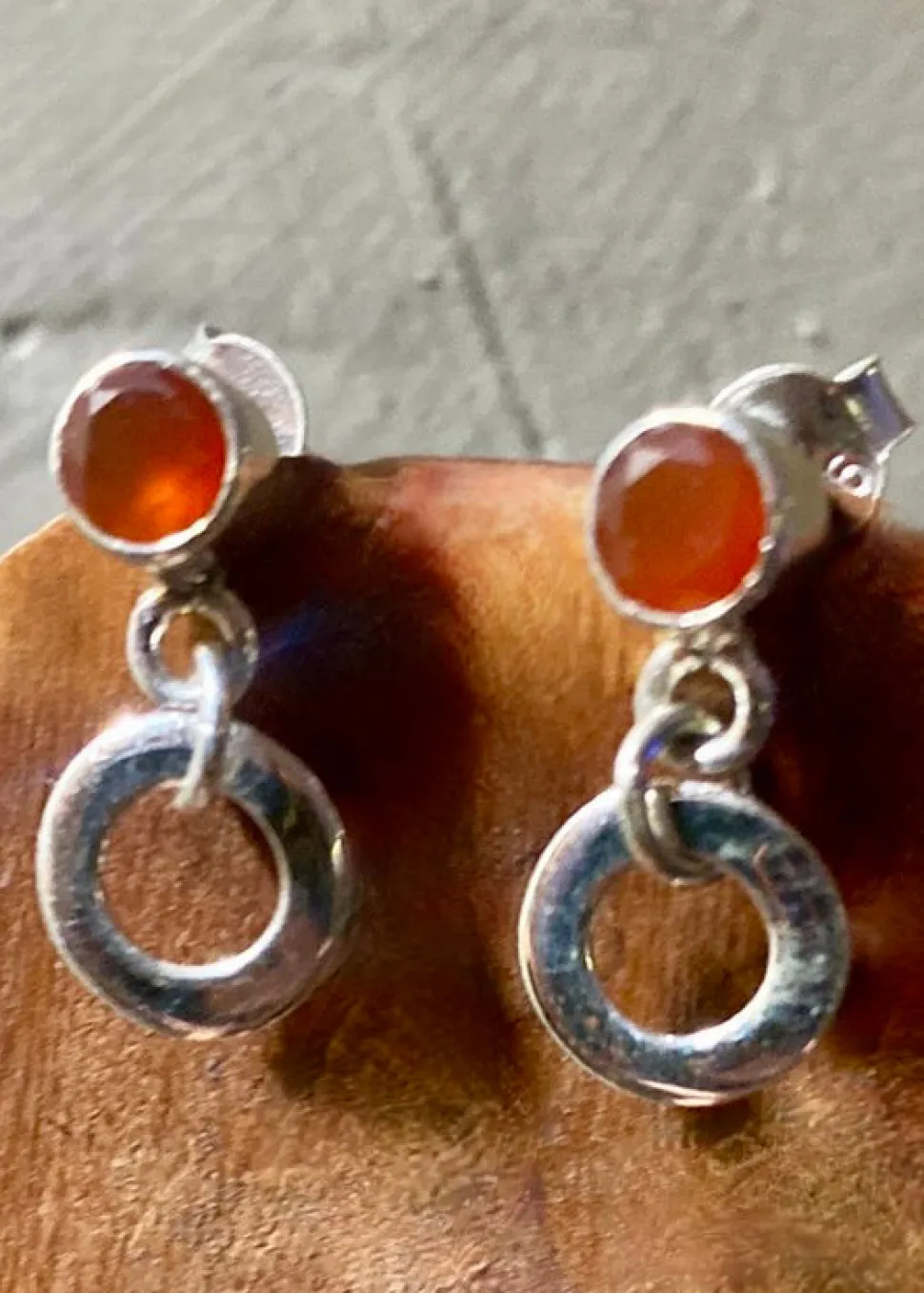 solid_silver_carnelian_st_0.webp Solid silver Carnelian Stud Earrings with Loop Drop