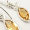Solid Silver Citrine Marquise Drop Earrings
