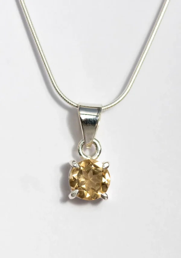 Solid Silver Citrine Pendant & Chain
