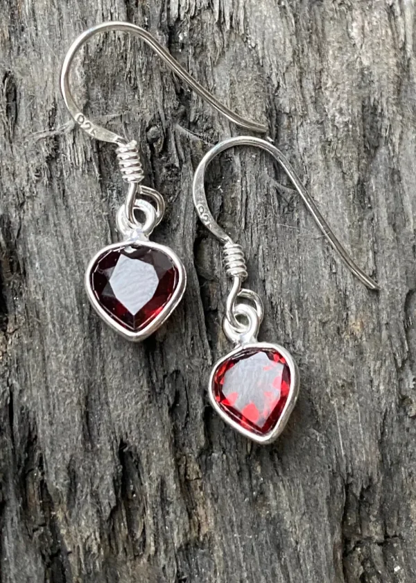 Solid Silver Garnet Mini Tear Drop Earrings