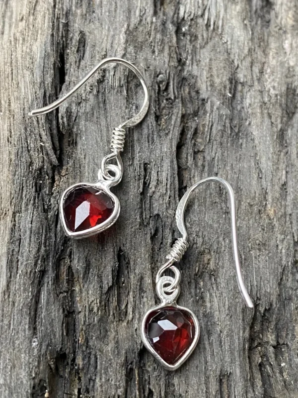 Solid Silver Garnet Mini Tear Drop Earrings