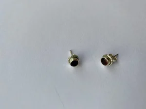 Solid Silver Garnet Rope Stud Earrings