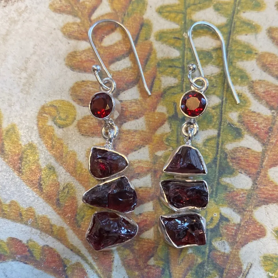 solid_silver_garnet_rough_0.webp Solid Silver Garnet Rough Cut Handmade Earrings
