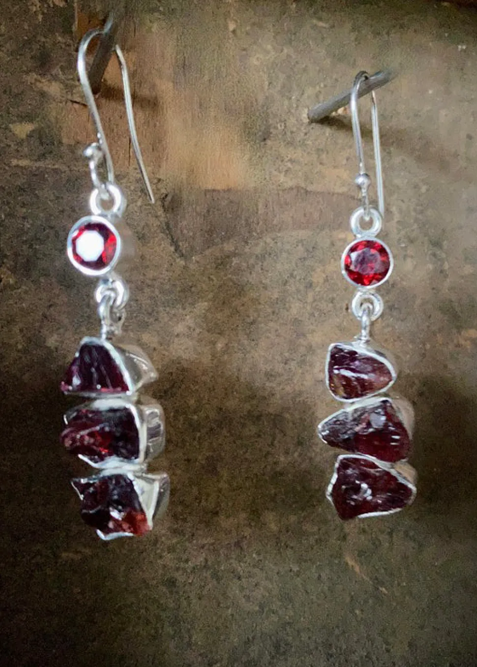solid_silver_garnet_rough_1.webp Solid Silver Garnet Rough Cut Handmade Earrings