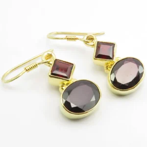 Solid Silver Gold Plated Garnet Diamonds in Diamond and Oval Shapes