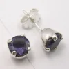 Solid Silver Iolite in Claw Stud Earrings
