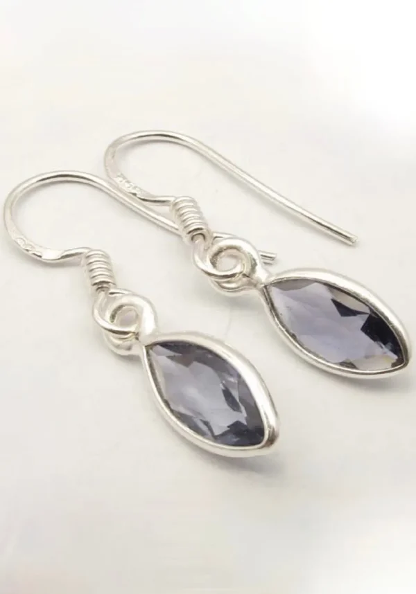 Solid Silver Iolite Marquise Drop Earrings