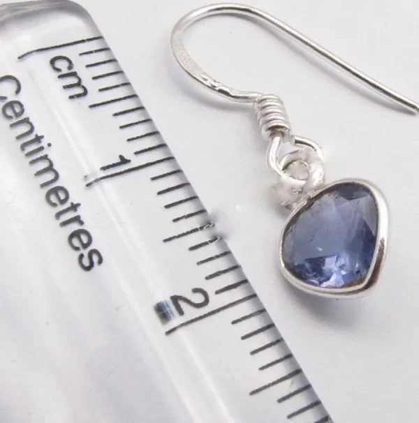 Solid Silver Iolite Mini Reverse Tear-Drop Drop Earrings