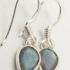 Solid Silver Labradorite Tear-drop Drop Earrings