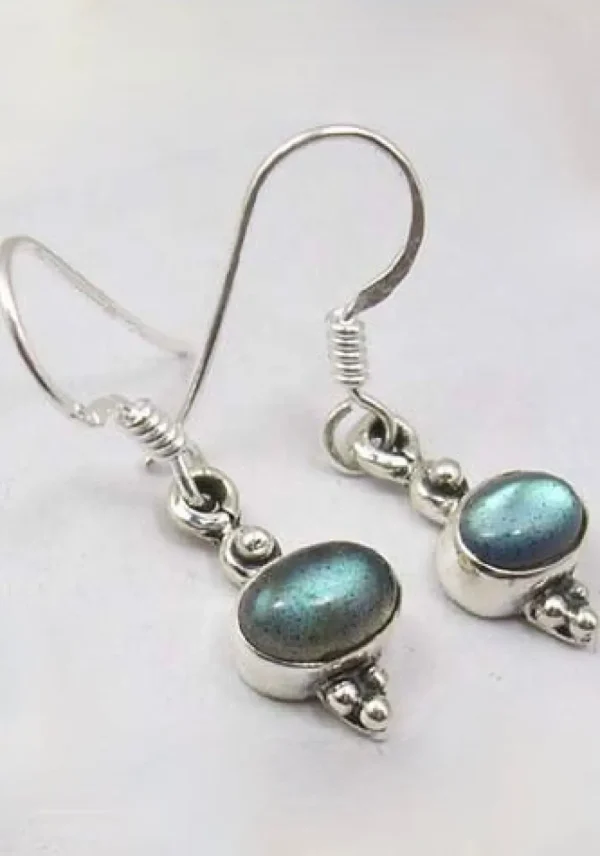 Solid Silver Labradorite Drop Earrings