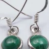 Solid Silver Malachite Round Drop Earrings