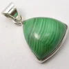 Solid Silver Malachite Triangular Pendant