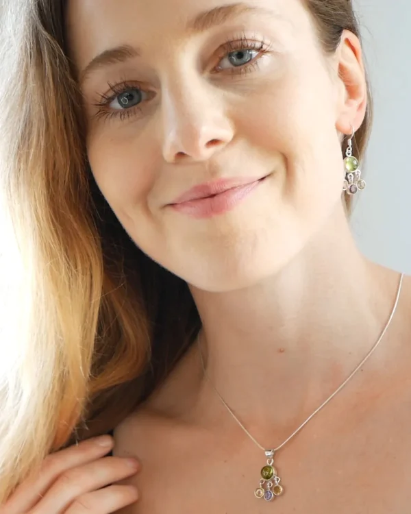 Solid Silver Multi-stone Pendant