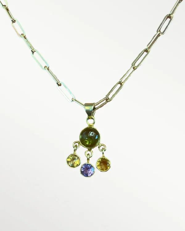 Solid Silver Multi-stone Pendant