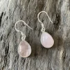 Solid Silver Pear-Drop Chunky Rose Quartz Earrings