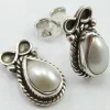Solid Silver Pearl and Bow Stud Earrings