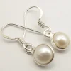 Solid Silver Pearl Round Drop Earrings