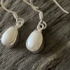 Solid Silver Pearl Tear-drop Earrings