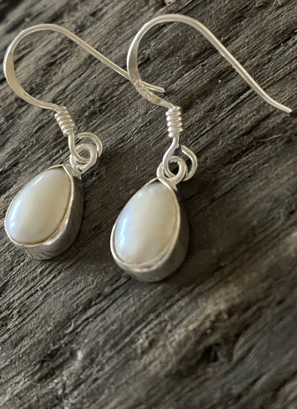 Solid Silver Pearl Tear-drop Earrings