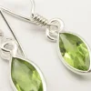 Solid Silver Peridot Marquise Drop Earrings