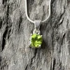 Solid Silver Peridot Pendant & Chain