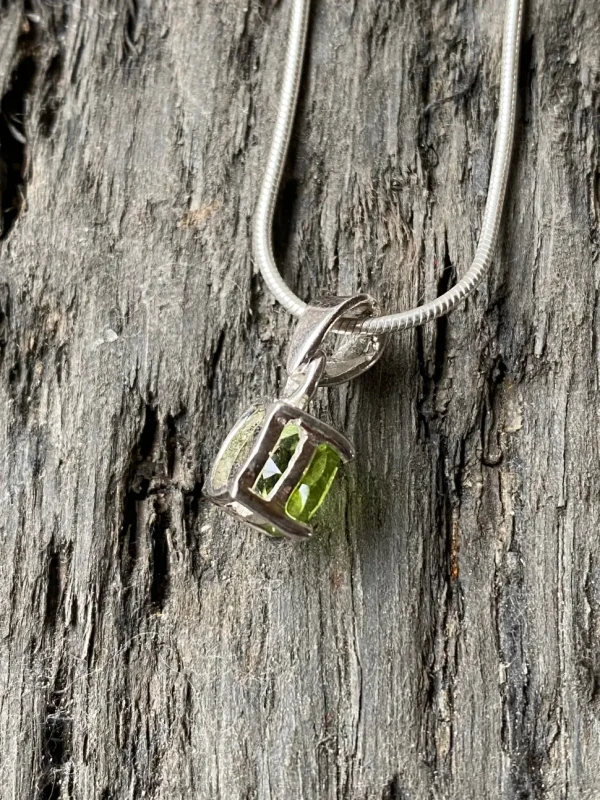 Solid Silver Peridot Pendant & Chain