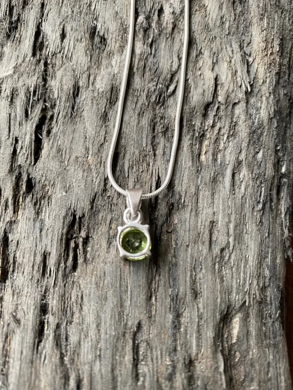 Solid Silver Peridot Pendant & Chain