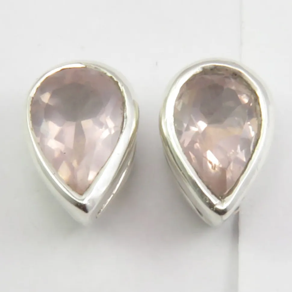 solid_silver_rose_quartz__1.webp Solid Silver Rose Quartz Tear-Drop Stud Earrings