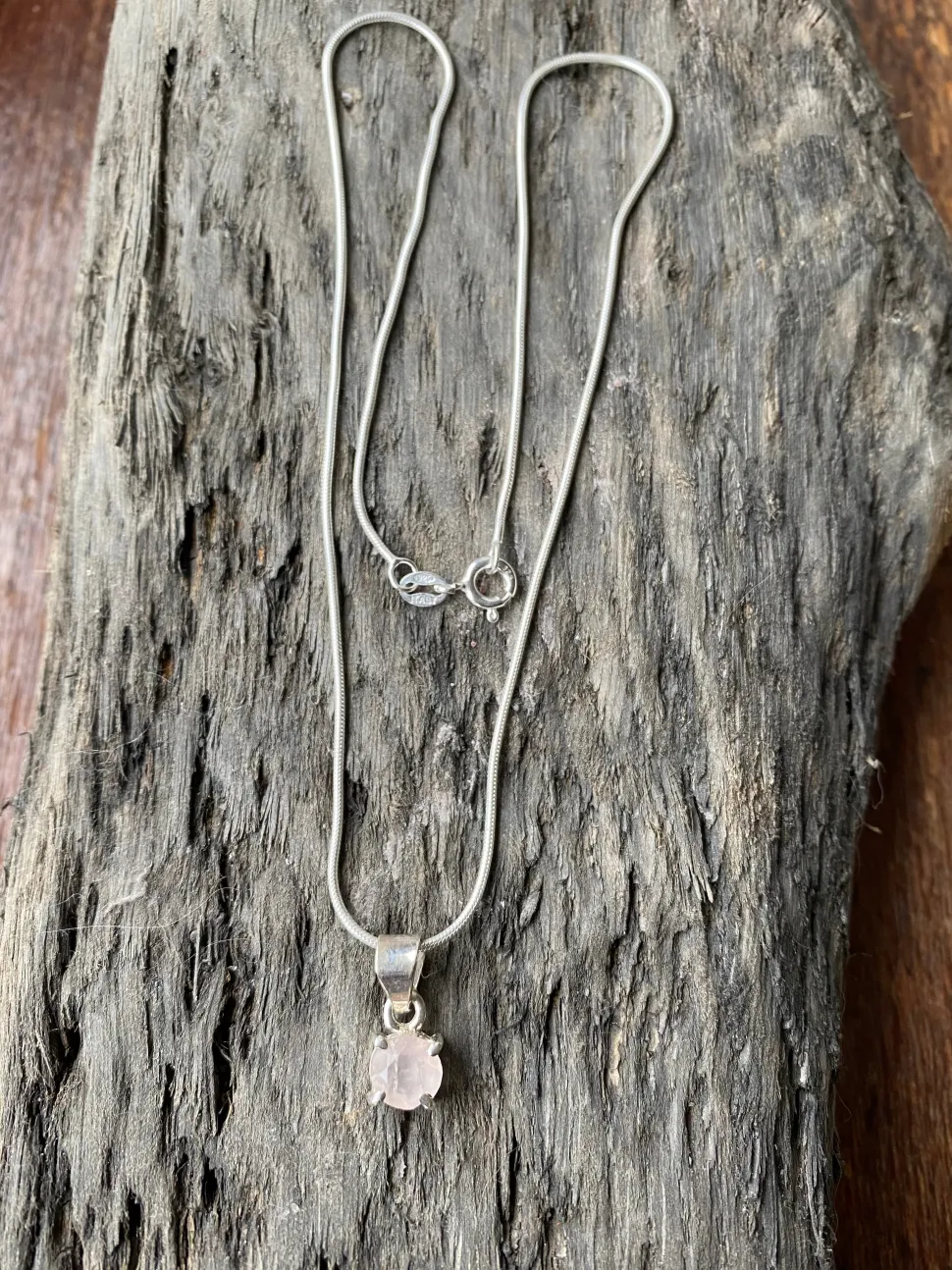 solid_silver_rose_quartz__4.webp Solid Silver Rose Quartz Pendant & Chain