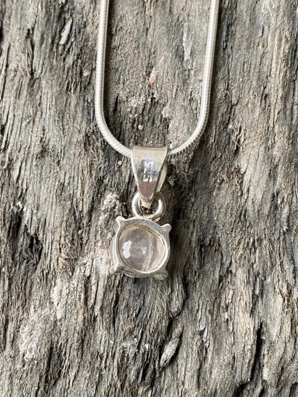 Solid Silver Rose Quartz Pendant & Chain