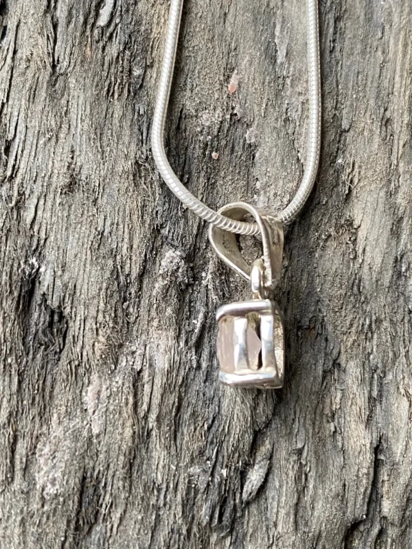 Solid Silver Rose Quartz Pendant & Chain