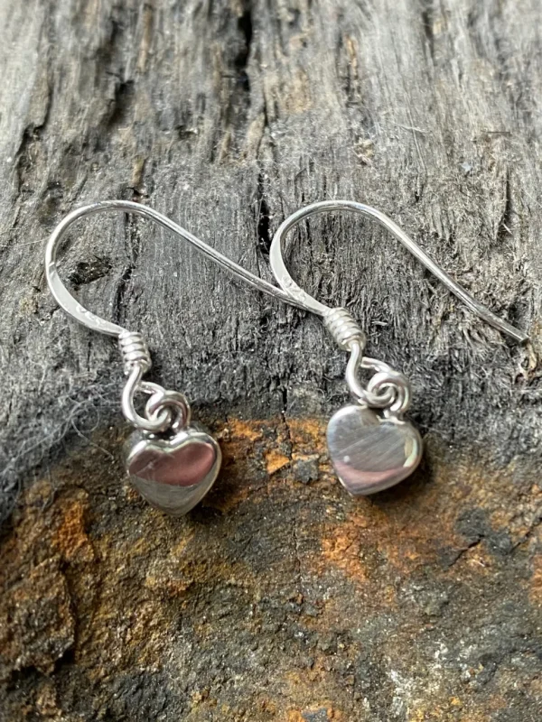 Solid Silver Simple Heart Linked Earrings