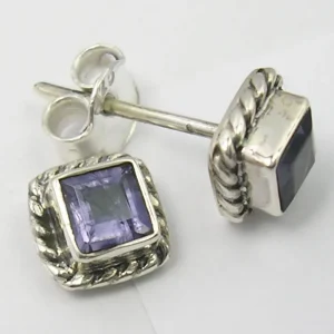 Solid Silver Square Stud Earrings