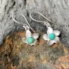 Solid Silver Turquoise Flower Drop Earrings