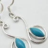 Solid Silver Turquoise Scroll Drop Earrings