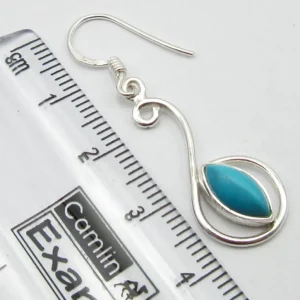 Solid Silver Turquoise Scroll Drop Earrings