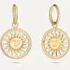 Sun Medallion Drop Earrings in 18K Gold-Plated