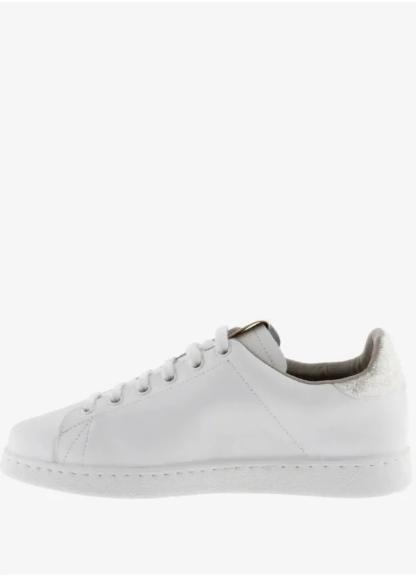 Tennis Leather & Glitter Swirl Trainers in White