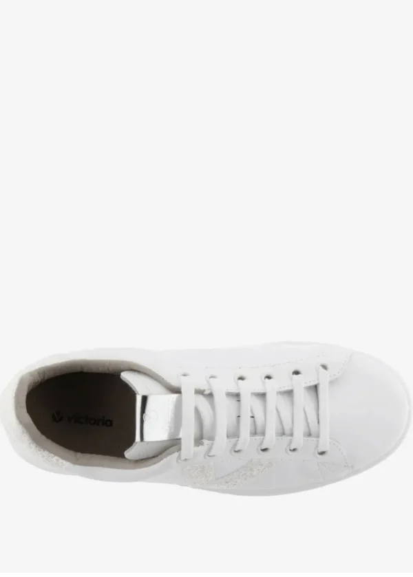 Tennis Leather & Glitter Swirl Trainers in White