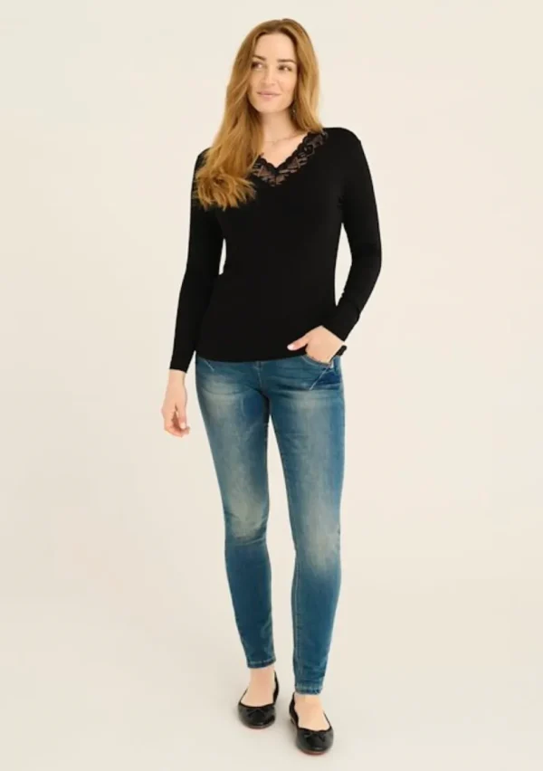 Trulla Long Sleeve Top in White & Black
