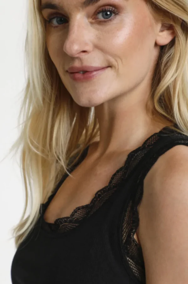 Vanessa Vest Top in Pitch Black