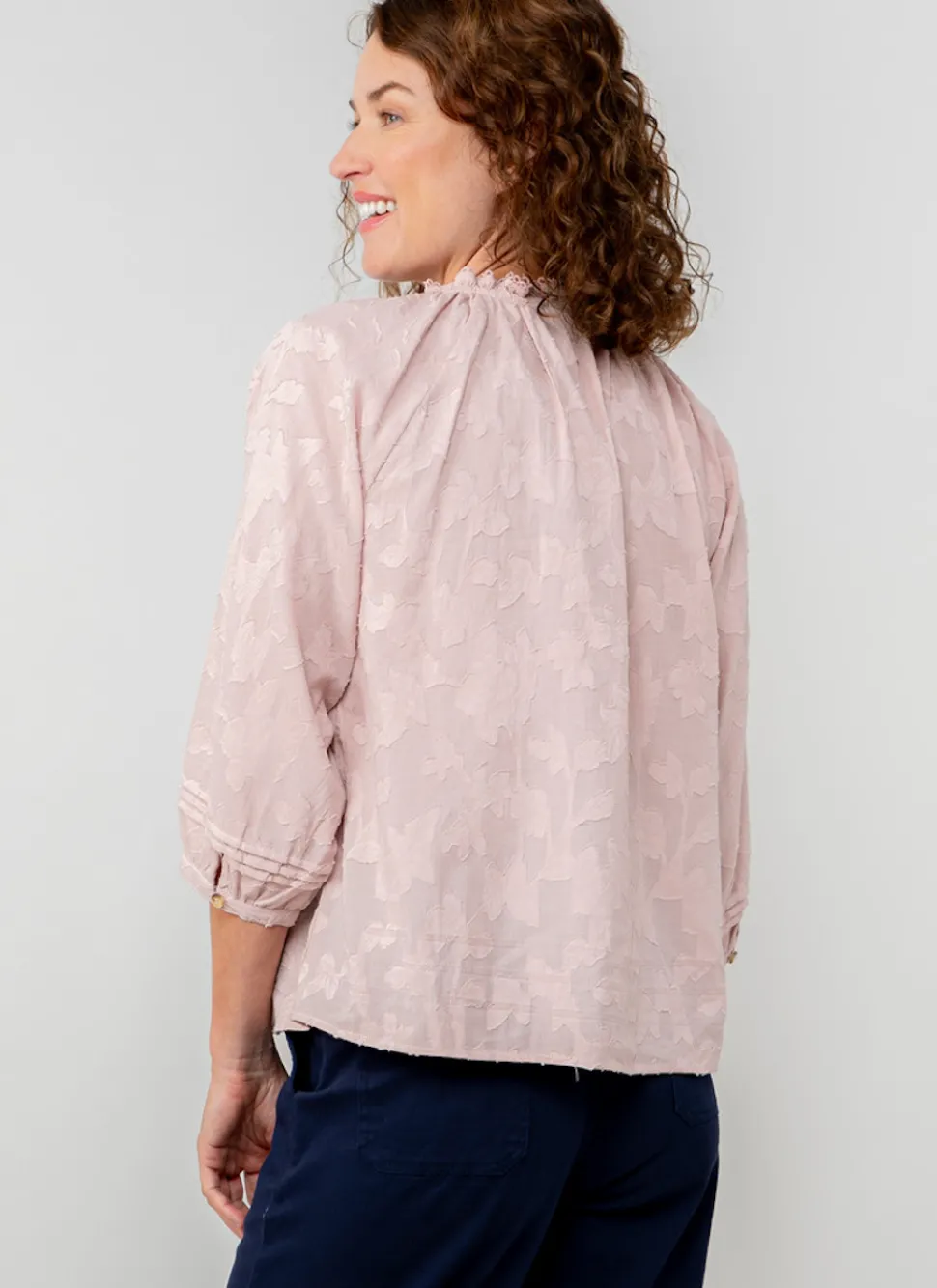 zoe_cotton_jacquard_keyho_3.webp Zoe Cotton Jacquard Keyhole Neck Blouse in Soft Pink